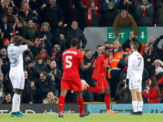 Divock Origi celebrates putting Liverpool in front at Anfield (Photo: PA)