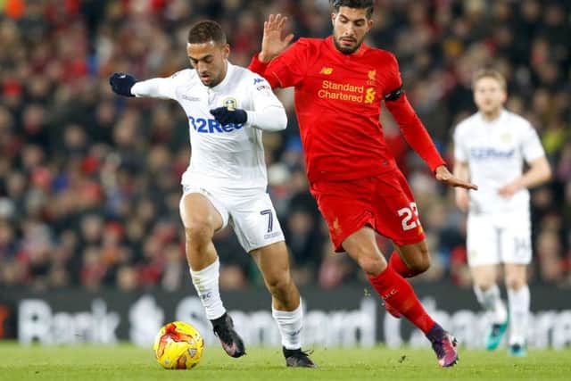 Kemar Roofe hit the woodword for Leeds when the game was level (Photo: PA)