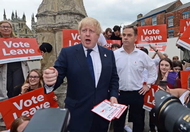 Boris Johnson MP campaigns for Vote Leave on the last day before voting in the EU referendum in the market town of Selby, North Yorkshire.