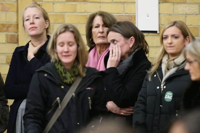 Zac Goldsmith's wife Alice Rothschild (left) and his mother Lady Annabel Goldsmith (3rd left) after his defeat
