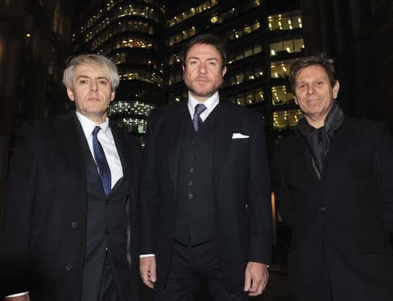 Duran Duran, (left to right) Nick Rhodes, Simon Le Bon and Roger Taylor