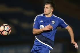 Jordan Sinnott, on target for FC Halifax Town against Eastleigh,  Picture: Bruce Rollinson