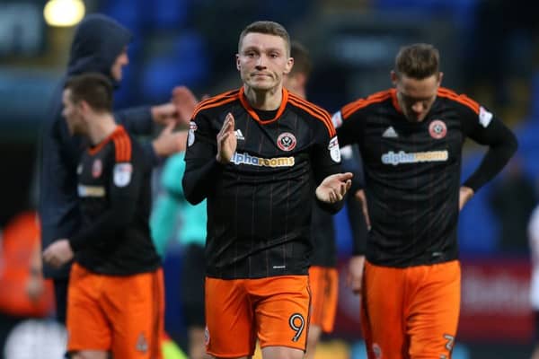 Sheffield United's Caolan Lavery acknowledges the visiting fans applause at full-time at Bolton (Picture: Simon Bellis/Sportimage).