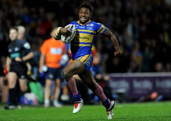 James Segeyaro pictured running the length of the pitch to score a try for Leeds Rhinos (
Picture: Jonathan Gawthorpe).