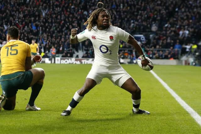 England's Marland Yarde celebrates his try against Australia at Twickenham. Picture: Paul Harding/PA