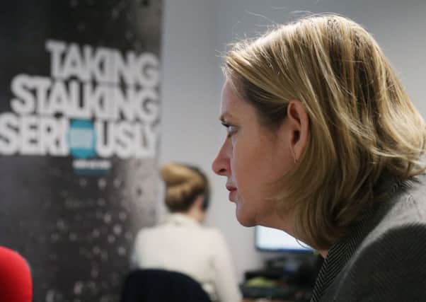 Amber Rudd visited the Suzy Lamplugh Trust, which runs the National Stalking Helpline