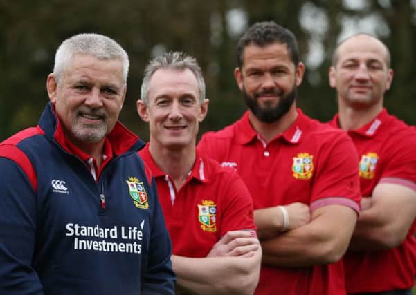 Warren Gatland (left) with members of his coaching staff (from left to right) Rob Howley, Andy Farrell and Steve Borthwick (Picture: Brian Lawless/PA Wire)