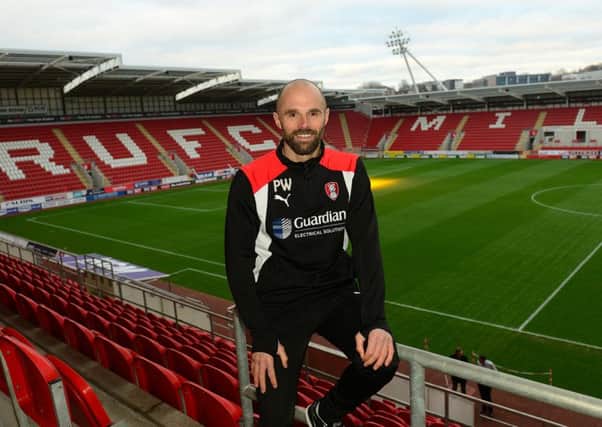 Caretaker Paul Warne leads Rotherham out at the New York Stadium for the first time today