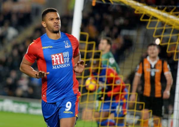 Crystal Palace's Frazier Campbell celebrates after scoring his side's equaliser at the KCOM Stadium. (Picture: PA)