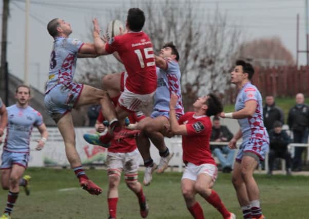 Juan Pablo Estelles, who later scored for Rotherham, rises for a lineout in the defeat to Munster A (Picture: Simon Hall)