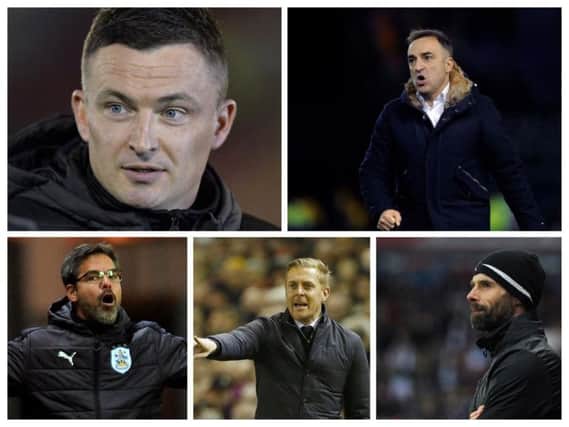 Paul Heckingbottom, top left, and Carlos Carvalhal, top right, will meet in the dugout at Hillsborough on Tuesday night