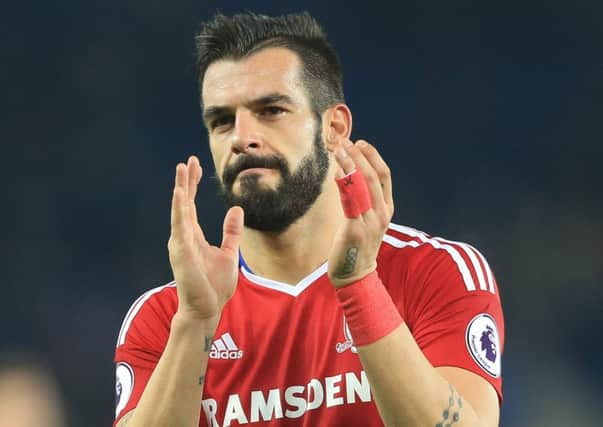 Alvaro Negredo is a fitness doubt for Middlesbrough ahead of the visit of Liverpool.