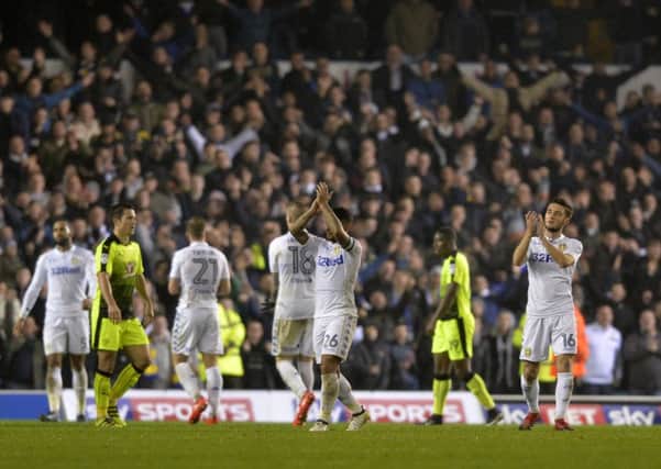 Leeds United's players players applaud the crowd at full-time..  Picture: Bruce Rollinson