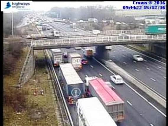 Traffic queues on the M1 this morning
