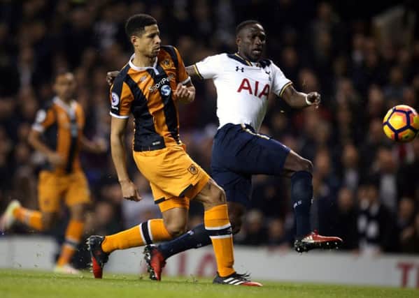 Tottenham Hotspur's Moussa Sissoko shoots as Hull City's Curtis Davies challenges during the Premier League match at White Hart Lane on Wednesday (Picture: Steven Paston/PA Wire).