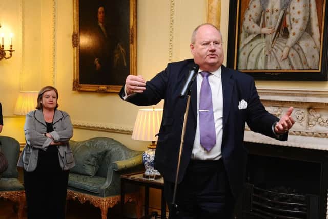 Louise Casey (left) listens to Communities Secretary Eric Pickles as he speaks at a reception at 10 Downing Street in London.