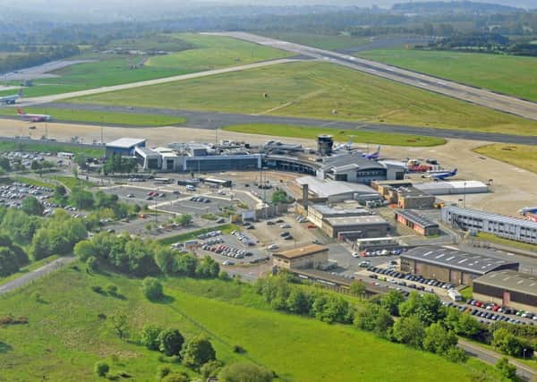 An aerial view of Leeds Bradford Airport.