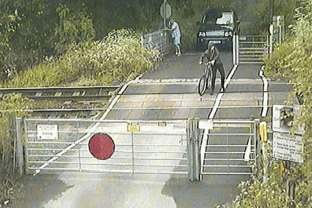 A cyclist coming within inches of being killed by a train near Leeds