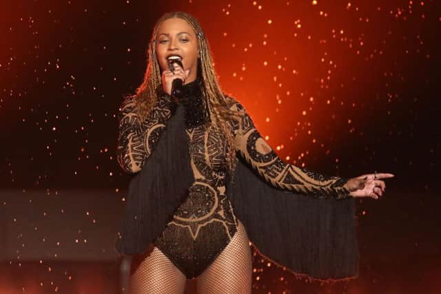 Beyonce performing in LA. Matt Sayles/Invision/AP/PA Photos.