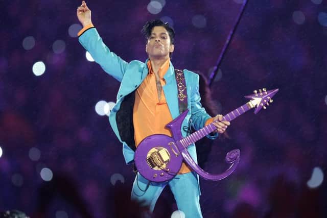 Prince performing during the halftime show at the Super Bowl XLI football game at Dolphin Stadium in Miami in 2007. Chris O'Meara/PA Photos.