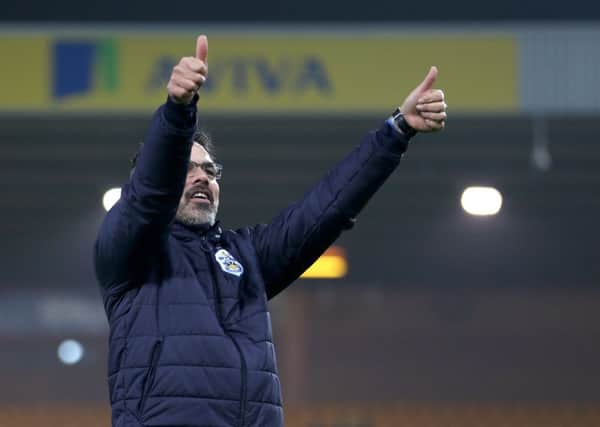 Huddersfield Town manager David Wagner celebrates after the final whistle at Carrow Road where his side recently beat Norwich (Picture: Chris Radburn/PA Wire).