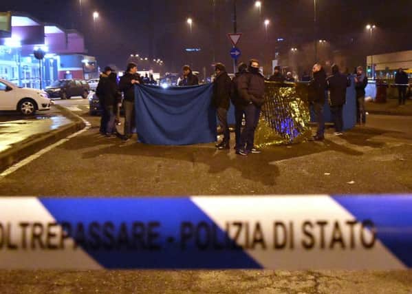 The scene in Milan where terror suspect Anis Amri was shot dead.