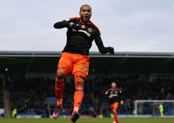 Leon Clarke celebrates scoring against Chesterfield at the Proact Stadium. (Picture: SportImage).