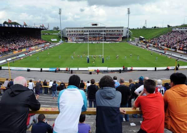 Bradford fans look on at the Odsal Stadium.