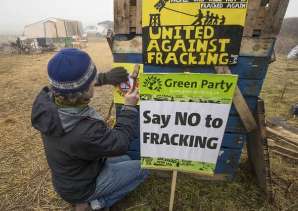 A protester at an anti-fracking camp near Kirby Misperton.