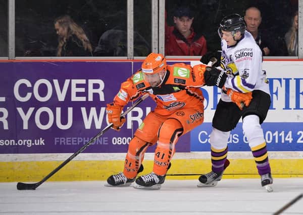 Guillaume Desbiens opened gthe scoring for the Steelers against Manchester on Saturday. Picture: Dean Woolley.