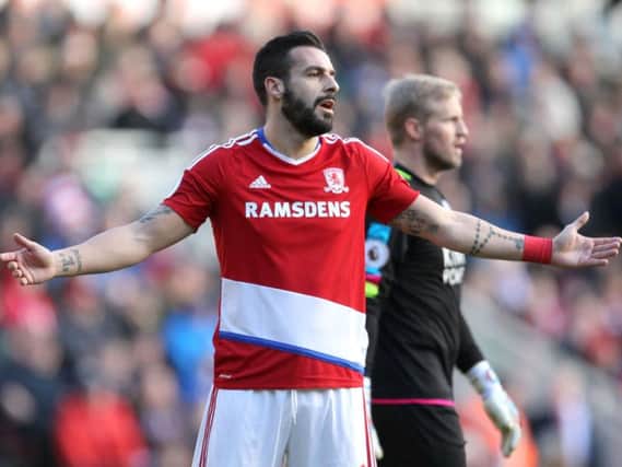 Alvaro Negredo cut a frustrated figure during the clash at the Riverside (Photo: PA)