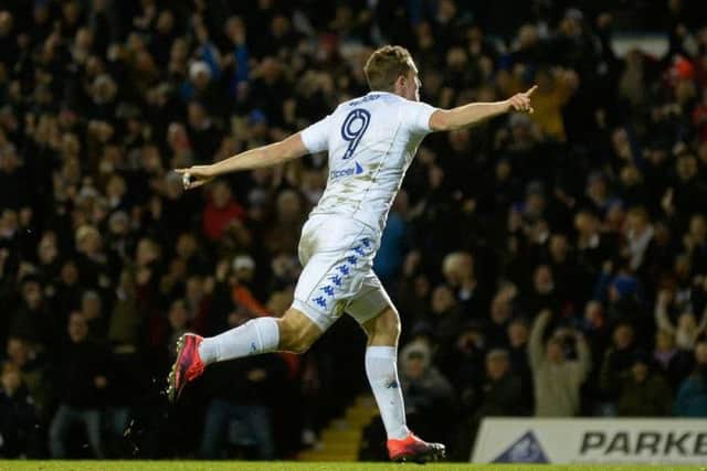 Chris Wood celebrates doubling the Leeds lead on 66 minutes