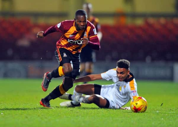 Impact: Mark Marshall came off the bench to steer Bradford to victory at Northampton. (Picture: Tony Johnson)