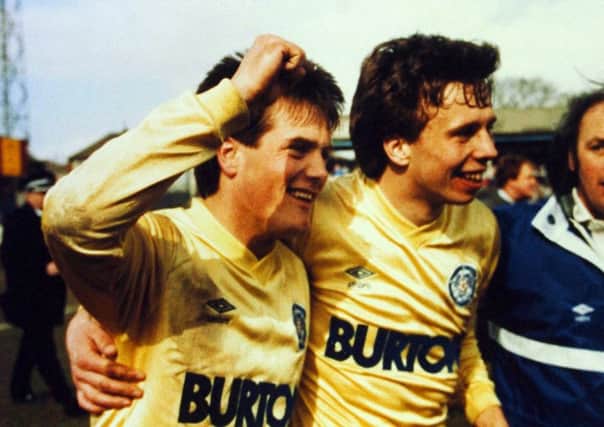 Leeds Uniteds scorers in the FA Cup against Wigan, Micky Adams and John Stiles (Picture: Yorkshire Post).