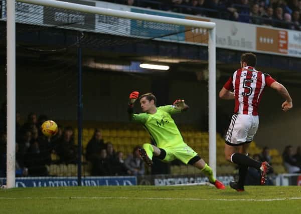 Sheffield United's Jack O'Connell scores his side's second goal against Southend (Picture: David Klein/Sportimage).