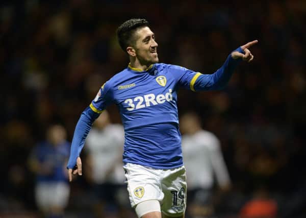 Pablo Hernandez celebrates scoring Leeds fourth goal at
Preston North End on Boxing Day.  Picture Bruce Rollinson