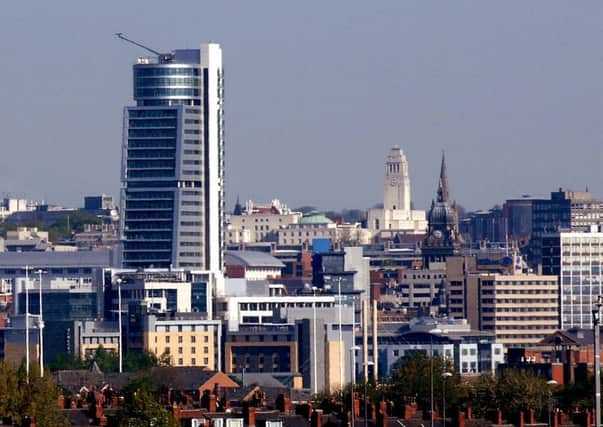 The Leeds city centre skyline with Bridgewater Place, the Town Hall, Leeds University etc.