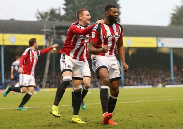Sheffield United's Ethan Ebanks-Landell celebates scoring his sides opening goal during the League One match at  Southend. (Picture: David Klein/Sportimage)