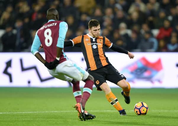 Hull City's Andrew Robertson seen playing against West Ham (Picture: Daniel Hambury/PA Wire).