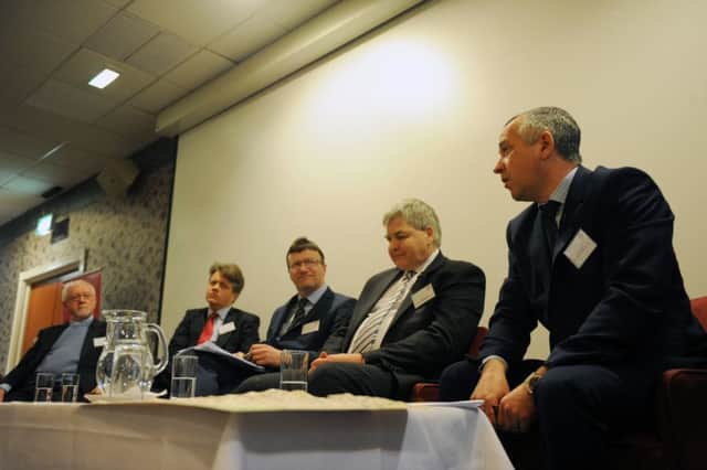 A business debate, held at the Sheffield City Region quarterly economic survey breakfast event in Barnsley,about the plans for a Trans-Pennine tunnel.  It was chaired by Greg Wright, the deputy business editor of The Yorkshire Post   Picture Scott Merrylees
