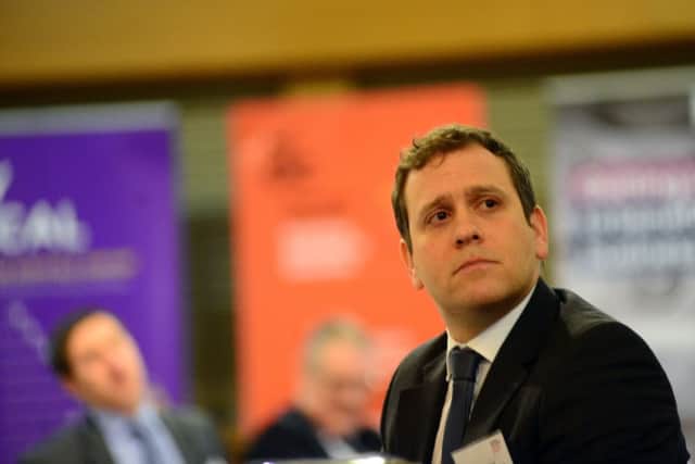 10 Jan 2017....A business debate, held at the Sheffield City Region quarterly economic survey breakfast event in Barnsley,about the plans for a Trans-Pennine tunnel. Speaker Adam Marshall of the British Chambers of Commerce. Picture Scott Merrylees