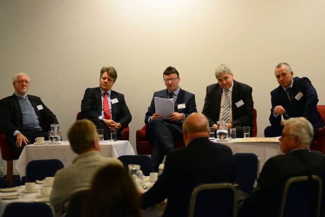 10 Jan 2017....A business debate, held at the Sheffield City Region quarterly economic survey breakfast event in Barnsley,about the plans for a Trans-Pennine tunnel. Picture Scott Merrylees