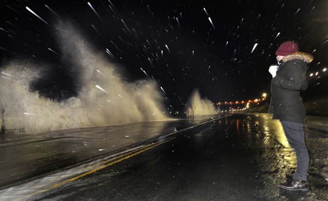 The tidal surge comes to Scarborough at 4am. Picture: Richard Ponter
