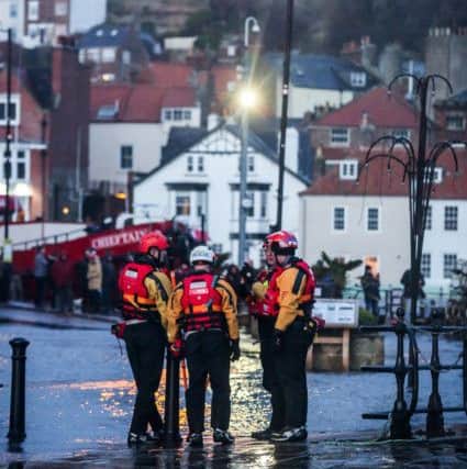 Flooding in Whitby due to a tidal surge this afternoon. Picture: Ceri Oakes. Friday 13 January 2017.
