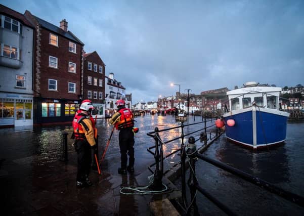 Flooding in Whitby due to a tidal surge yesterday. Pictures: Ceri Oakes.