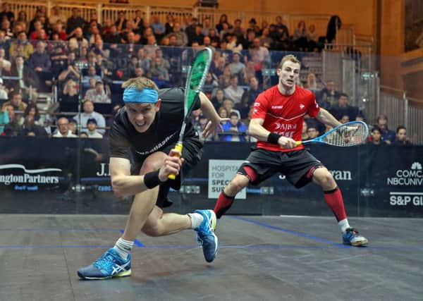James Willstrop, on his way to a memorable - and overdue - victory against long-time rival and fellow Yorkshireman, Nick Matthew. Picture: PSA.