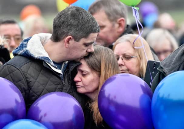 Hundreds turned out to release balloons in memory of Katie Rough on her 8th birthday. Picture: Ross Parry Agency