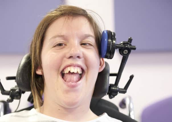 Mary Hinde who has finally found her voice at 21 thanks to staff at Henshaw's College in Harrogate who have helped her embrace new technology.
