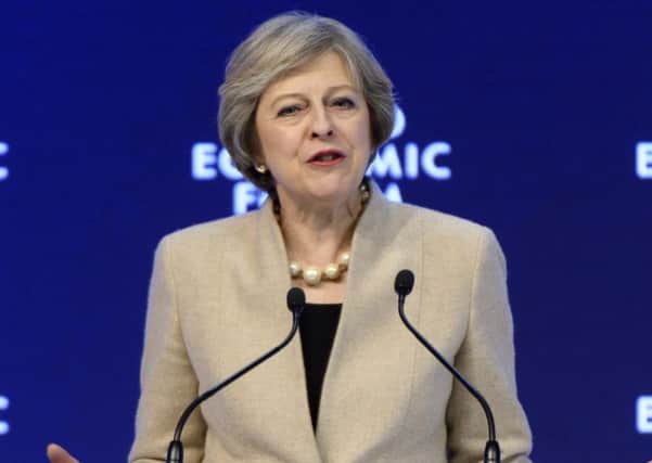 Prime Minister Theresa May speaking at the World Economic Forum in Davos