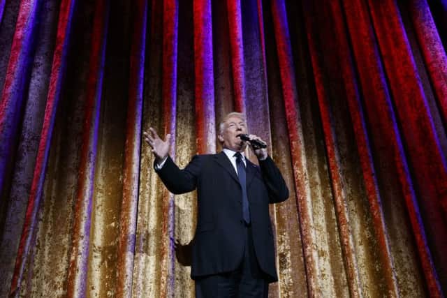 President-elect Donald Trump speaks during the presidential inaugural Chairman's Global Dinner